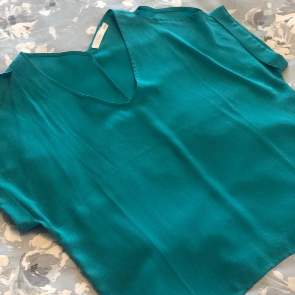LUSH teal cold shoulder blouse
